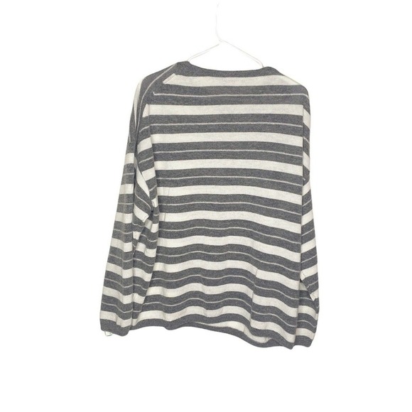 All saints Womens Cassia Jumper Gray White Stripe Boat Neck Wool Sweater… - Picture 3 of 11